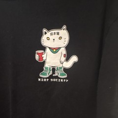Riot Society Sugee Cat Double-Sided Graphic Cotton Men’s Black T-Shirt M