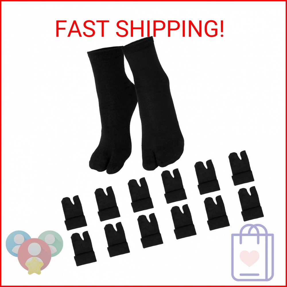 JIYIN 6 Pairs Flip Flop Socks, Elastic Tabi Split Toe Socks Wicking Cotton Socks