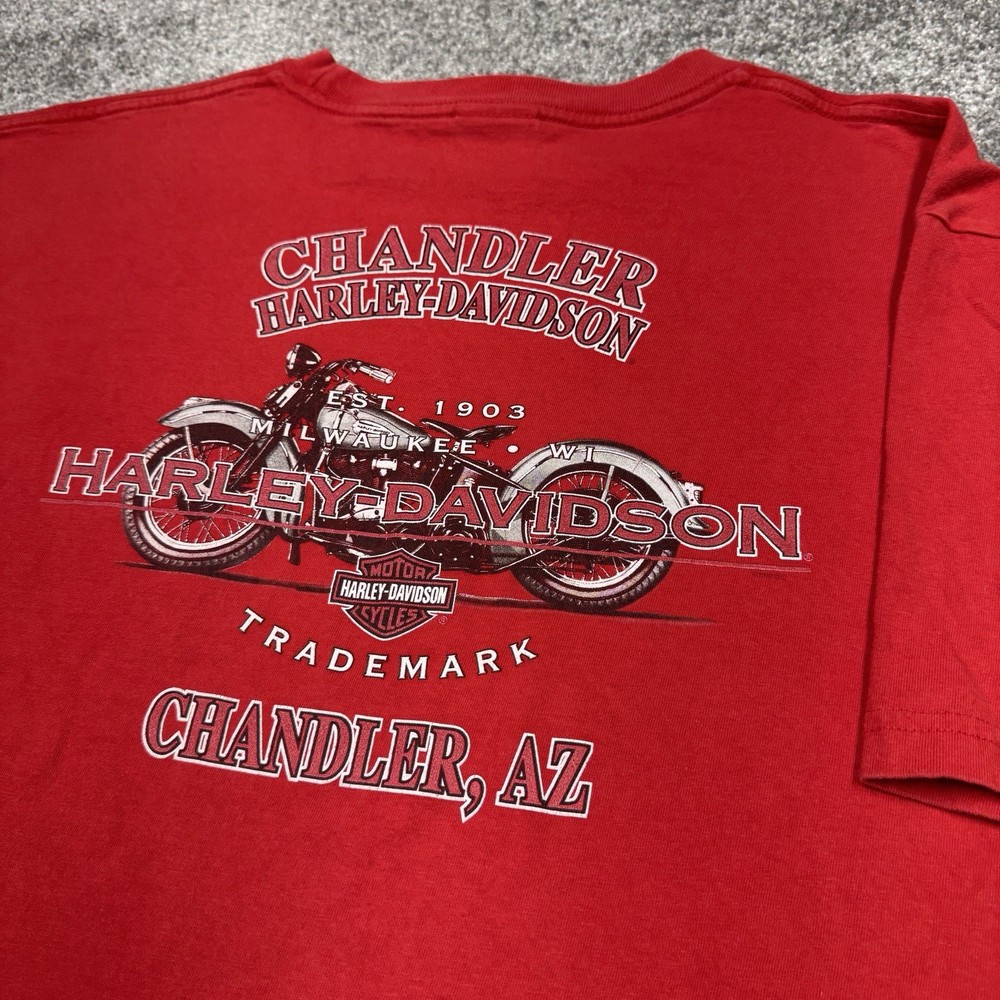 Harley Davidson Shirt Men 2XL Red Motorcycles Biker Chandler Arizona Pocket Logo