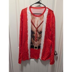 Casual Christmas Long Sleeve 3D Chest Muscle Graphic T-Shirt Funny Men’s XXXL