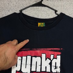 VTG The MTV Store Punk’d Logo Black Cotton Graphic T-Shirt Men’s XL