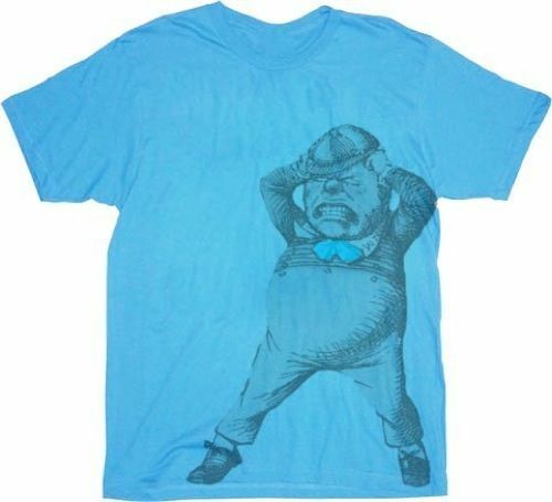 Mens Turquoise Blue Movie Alice In Wonderland Tweedle Dee Dum T-shirt Tee