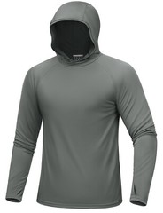 Mens UPF 50+ Sun Protection Shirts Quick Dry Long Sleeve Rash Guard Hoodie Shirt