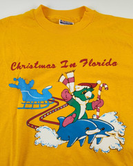 Vintage Christmas In Florida Hanes 50/50 Single Stitch T-Shirt Size M 38-40