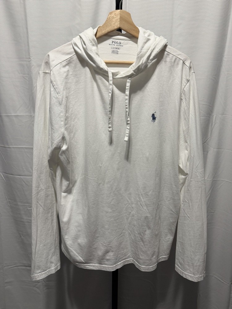Polo Ralph Lauren Jersey Hooded T-Shirt Size Large White