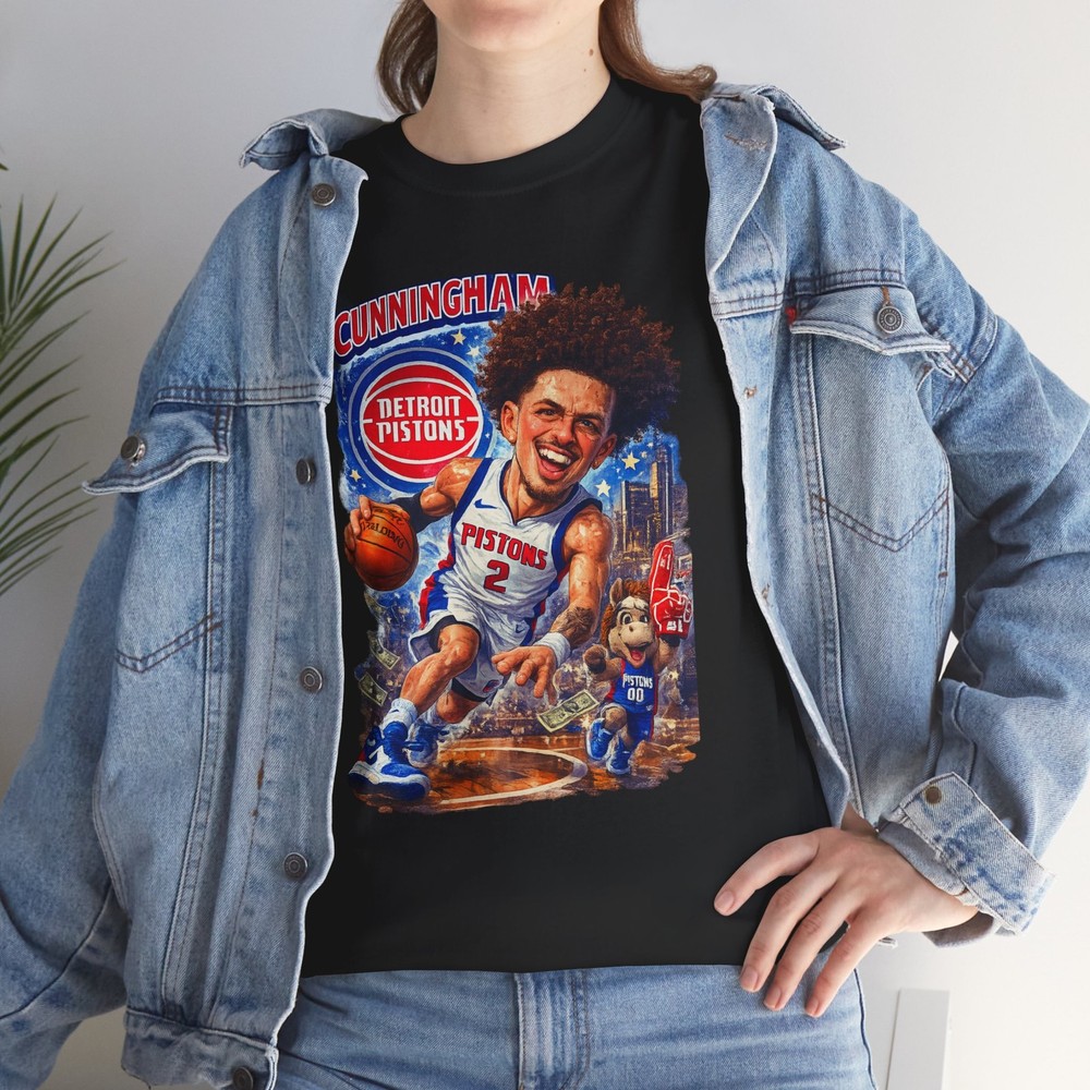 Cade Cunningham CARICATURE Detroit Pistons NBA Slam Cover Tee Shirt