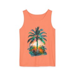 Tropical Palm Tree Sunset Tank Top Beach Vacation Apparel