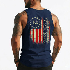 USA US Flag Patriotic 4th of July America (On Back) Tank Top