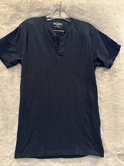 GALAXY BY HARVIC MENS SHORT SLEEVE SHIRT BUTTON NECK SOLID BLUE SIZE M