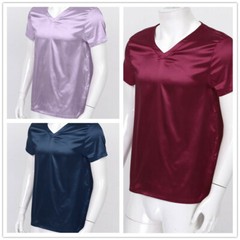 Mens Shiny Satin Sleep T-Shirt Short Sleeve V Neck Lounge Casual Top Blouses