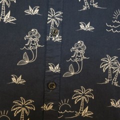 NO BOUNDARIES MERMAID BEACH HAWAII ALOHA HAWAIIAN PATTERN SHIRT Mens 3XL Blue