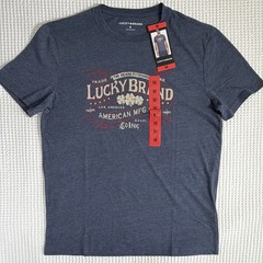 Lucky Brand Men’s Blue Graphic Print Crew Neck Short Sleeve Cotton Knit M