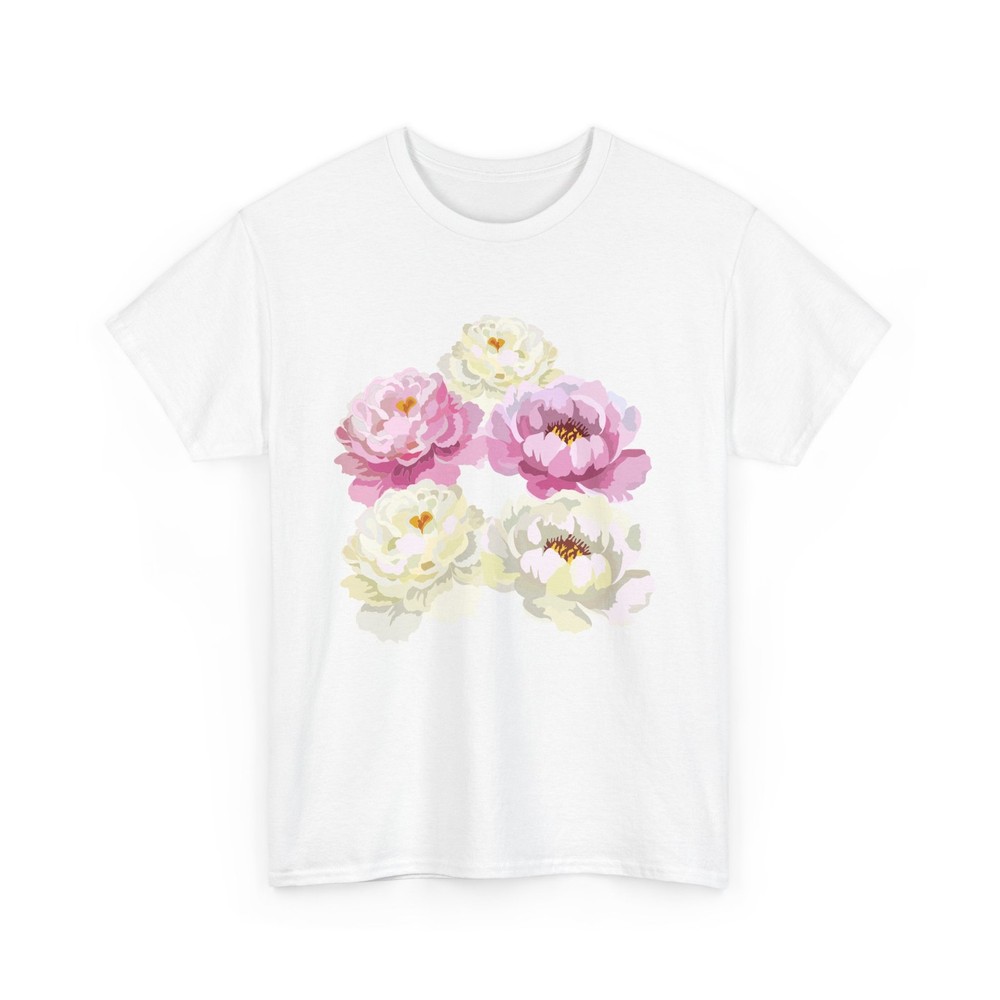 Pink and White Peony Bouquet T-Shirt | Floral Watercolor Tee