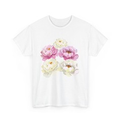 Pink and White Peony Bouquet T-Shirt | Floral Watercolor Tee