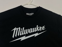 Milwaukee Black T-Shirt (New Condition) M18 Battery Heavy Duty Power Tools Tee