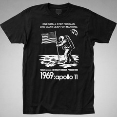 1969 APOLLO 11 T-SHIRT Conspiracy Theory fake Space Stanley Kubrick Moon 2001