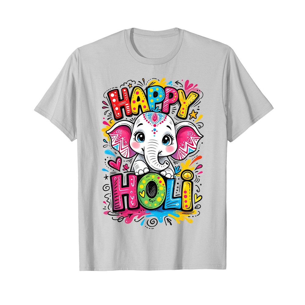 Happy Holi Kids Boys Toddler Girl India Hindu Color Elephant T-Shirt