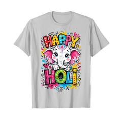 Happy Holi Kids Boys Toddler Girl India Hindu Color Elephant T-Shirt