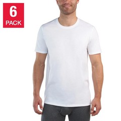 Kirkland Signature Men’s Lightweight Cotton Crew T-Shirts, 6-Pack White Size XL