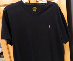 Polo Ralph Lauren Mens V neck T-Shirt Jet Black Classic Large New NWOT Cotton