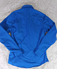 Mens Slim Fit Blue Button Front Shirt Size Small Long Sleeve Dual Pocket Casual