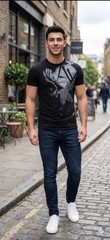 ARMANI EXCHANGE Black EAGLE Short Sleeve Slim Fit Designer Mens T-shirt NWT