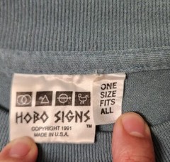 VTG 90s Hobo Signs Single Stitch Peace Hippie Pins Long Sleeves Shirt OSFA Gray