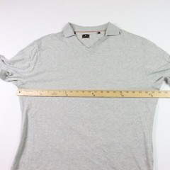 Left Coast Tee Shirt Mens XL Gray Collared V Neck Cotton Preppy Casual T Shirt