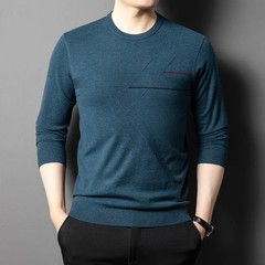 Anti-Pilling High-End Knit Men Pullover Sweater Jumper New Lightweight Round Nec