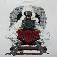Vintage 1992 Steam Engine Train Locomotive Railroad Tunnel Graphic T-Shirt Large