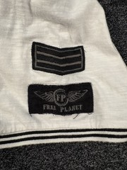 Free Planet Men’s L Gray with White Sleeve Military Style Decal T-Shirt Cotton