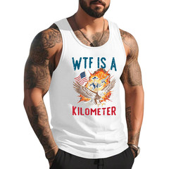 4th of July WTF is Kilometer Funny USA Patriotic Men Women Funny Tank Top