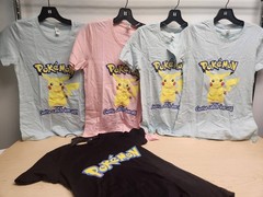 POKEMON PIKACHU MIXED SIZED T SHIRTS PLUS BONUS TRADING CARDS SET 5
