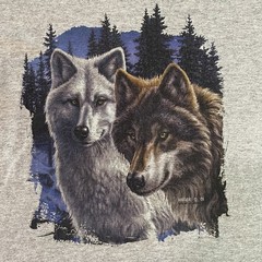 Wolf Art Tshirt Adult Large Unisex Patriotic Wolves Full Moon Nature