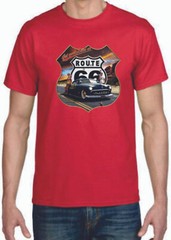 Adult DryBlend® T-Shirt – ( GET YOUR LICKS ON ROUTE 66 (SLED LOW RIDER)- HOT ROD