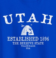 Utah Beehive UT Trademark Traditional Symbol Adult Short Sleeve Crewneck Tee