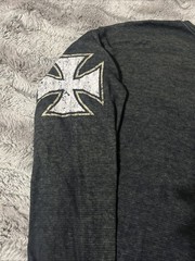 Mens Affliction Thin Soft Distress Look Waffle Thermal Long Sleeve T Shirt L