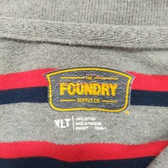 Foundry Mens Shirt Size XLT Red Striped Short Sleeve Cotton Collared