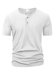 Men’s Short Sleeve Henley Shirt Slim Fit Casual Button Neck T-Shirt