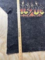 AC/DC Highway To Hell Shirt Mens Size L Black Acid Mineral Wash Flame Graphic Te