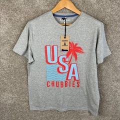 Chubbies Mens USA Palm Tree Graphic T Shirt Medium Heather Gray NEW