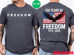250 Years 1776-2026 Vintage 250th Birthday 4th of July Flag Front Back T-Shirt