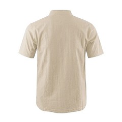 Men Casual Cotton Linen T-Shirt Pure Color T Shirts for Men Streetwear Beach Top