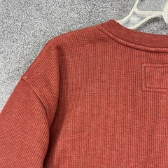 L.L.Bean Henley Pullover Mens 3XL Red Sherpa Fleece Lined Waffle Knit Thermal