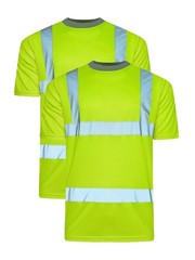 Mens Hi Vis Workwear T-Shirt High Visibility Tee Reflective Safety Security Top