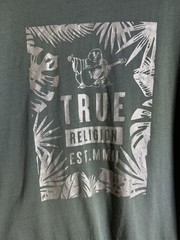 True Religion Men’s Metallic Foil Leaves Logo Graphic Tee T-Shirt | Size L