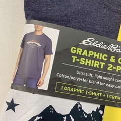 Eddie Bauer Graphic & Crew T-shirt 2-Pack NEW Mens Expedition LOGO NEW. SMALL S