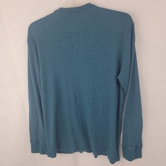 MERONA Mens Shirt Sz XL Henley Thermal Waffle Knit BLUE Faded Grunge Y2K