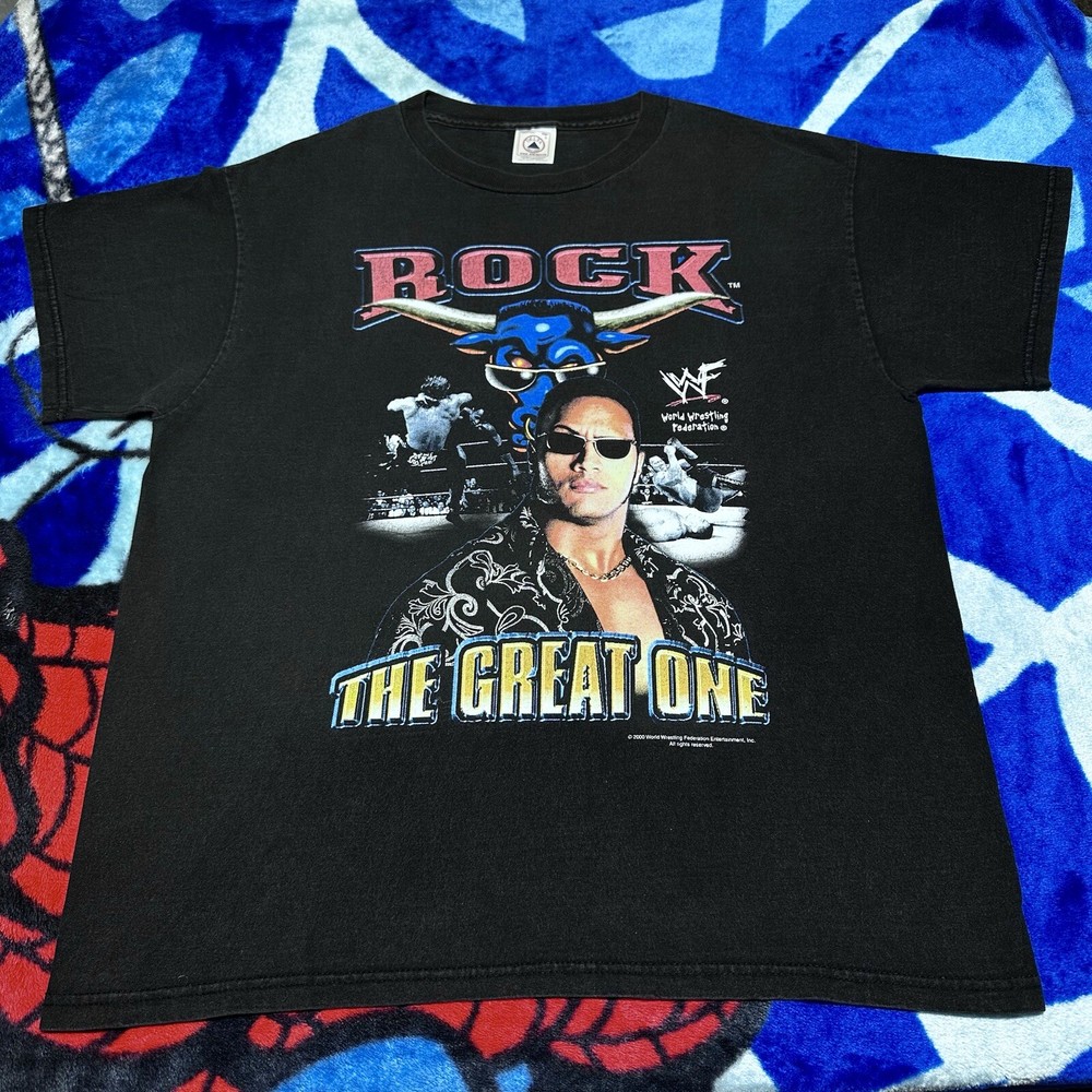 Vintage 2000 WWF The Rock The Great One Brahma Bull Wrestling T-Shirt Size L