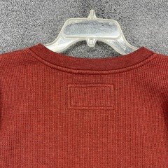 L.L.Bean Henley Pullover Mens 3XL Red Sherpa Fleece Lined Waffle Knit Thermal